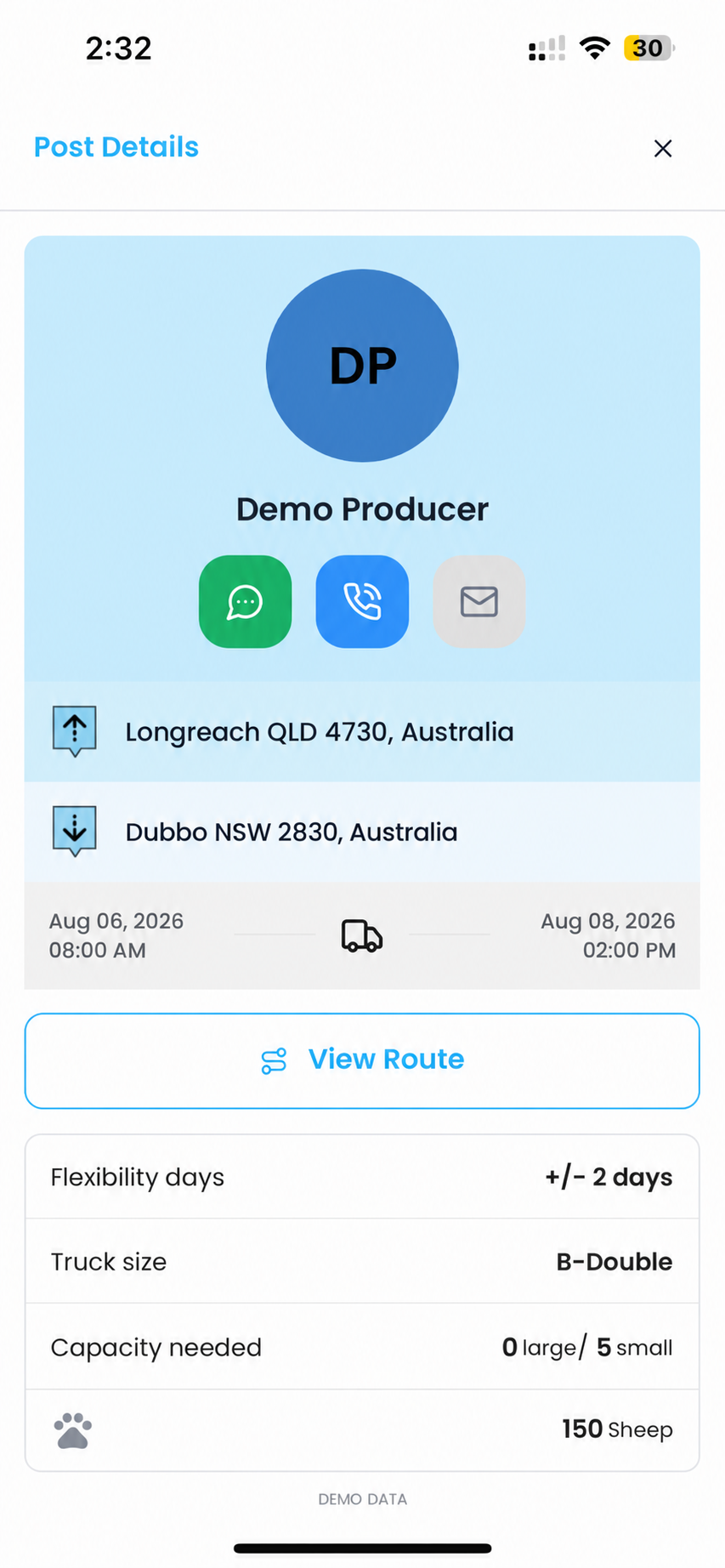 StockShift load details screen